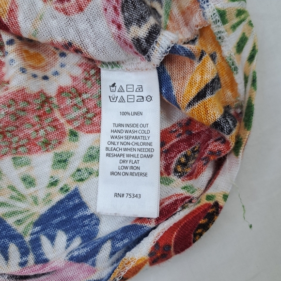 C & C California Linen Top Womens Pullover Semi Crop Floral Size L - Picture 6 of 10